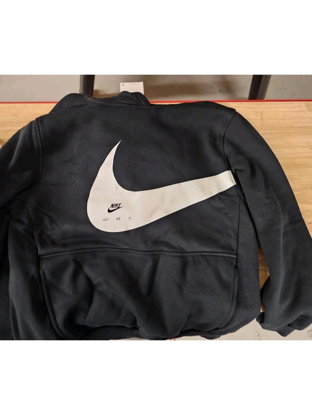 Nike Kids XL Hoodie Big Swoosh Black Pullover Sweatshirt NEW WITH TAGS